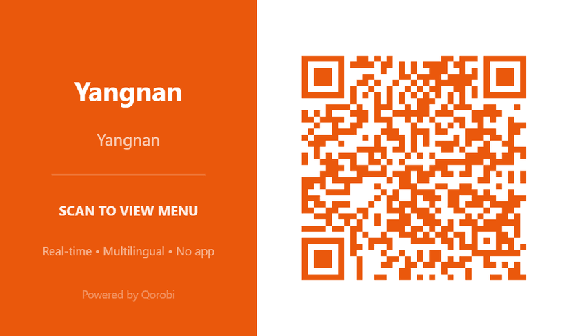 Qorobi QR menu card on a restaurant table